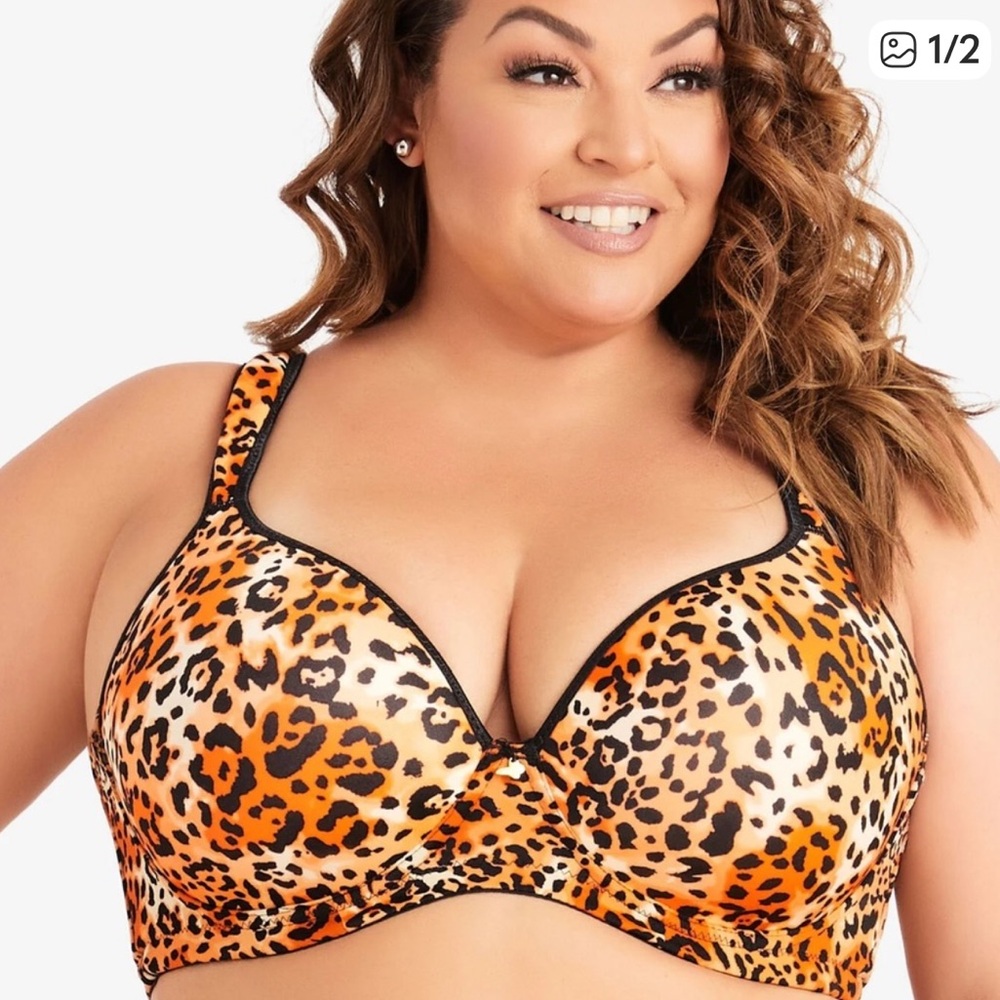 Ashley Stewart Leopard Print Butterfly Bra 42DD